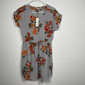 Striped Floral Dress Medium